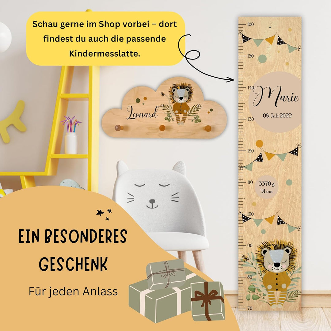 EmiliaLotte Kindergarderobe Personalisiert mit Wunschname I Garderobe Kinder aus Holz - Verschiedene