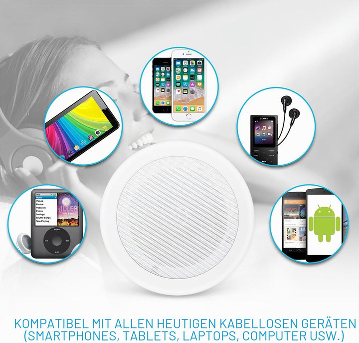 Pyle Paar 16,5 cm Bluetooth Flush Mount Unterputzkabel Decken-2-Wege-Universal Home Lautsprecher Sys
