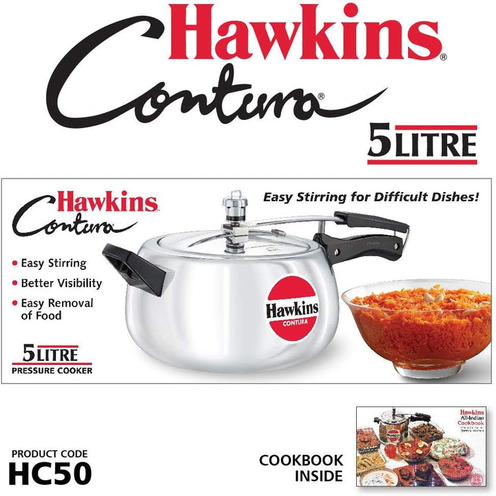 Hawkins HC50 Contura Schnellkochtopf, klein, Aluminium, 5 l