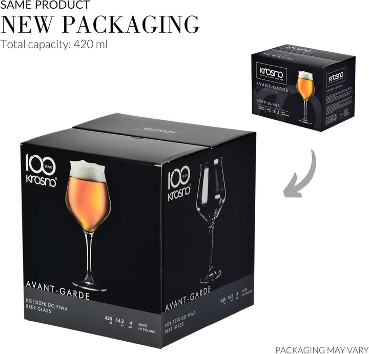 KROSNO Bier-Tulpen Bier-Gläser | Probierglas | Set von 6 | 420 ML | Avant-Garde Kollektion | Perfekt