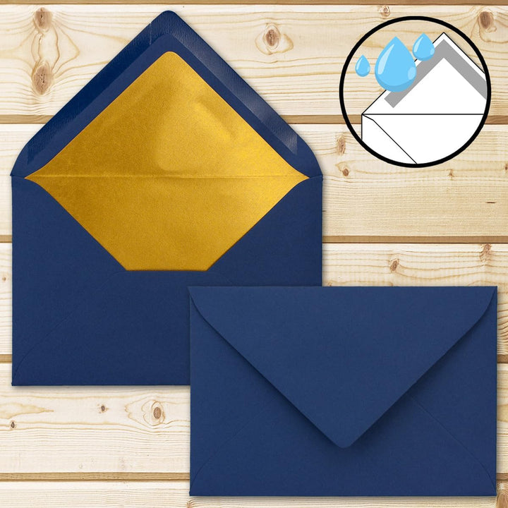 Kuverts Nachtblau - 100 Stück - Brief-Umschläge DIN C6-114 x 162 mm - 11,4 x 16,2 cm - Nassklebung -