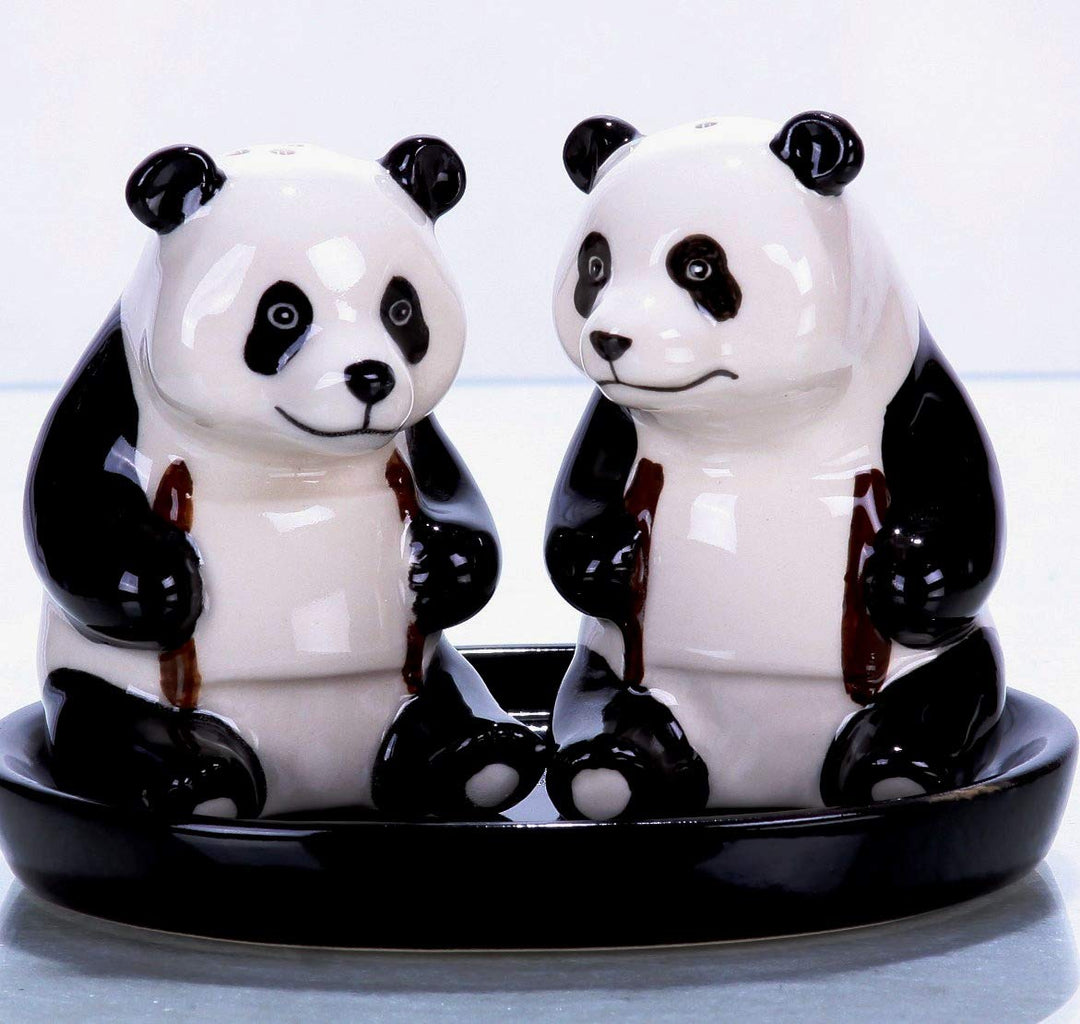 Keramik Salz- und Pfefferstreuer Set, Tiermotiv, Fauna, ca. 13 x 9 cm (Pandas), Pandas