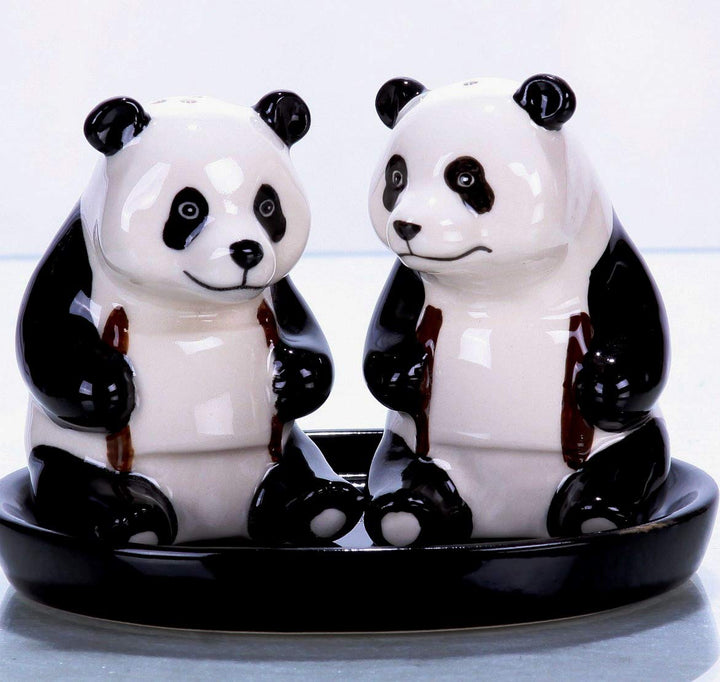 Keramik Salz- und Pfefferstreuer Set, Tiermotiv, Fauna, ca. 13 x 9 cm (Pandas), Pandas