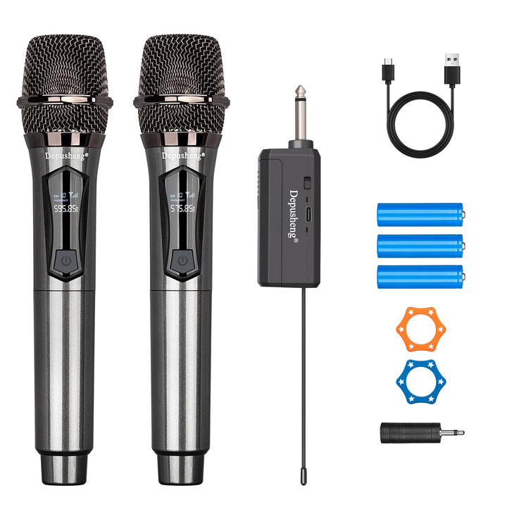Depusheng Drahtlose Mikrofone, Dual-Karaoke-Mikrofonsystem, Microfonos Inalambricos mit wiederauflad