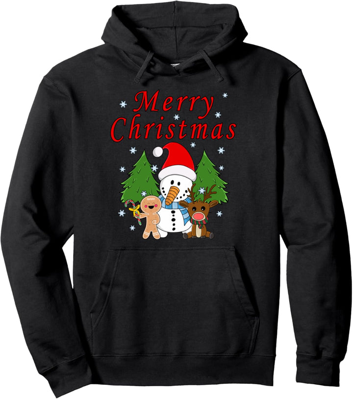 Merry Christmas Schneeman Rentierbaby Lebkuchen Pullover Hoodie