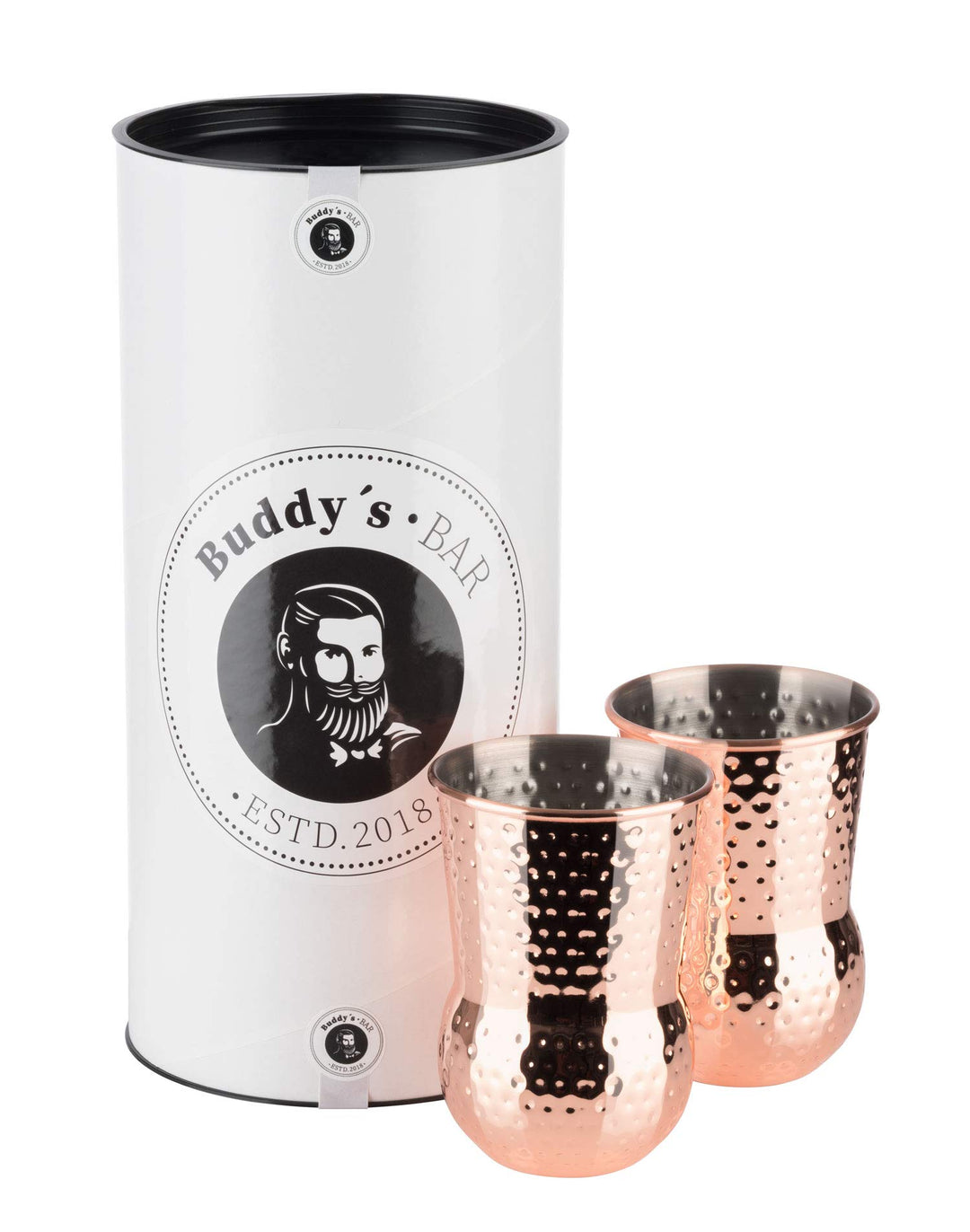 Buddy´s Bar - 2 Julep Mug Becher, 2 x 400 ml Cocktail-Becher mit Hammerschlag-Effekt, hochwertige Ed