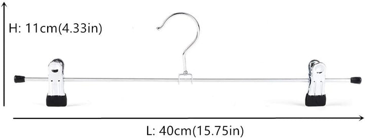 Amber Home 20 Stück 40cm Chrom Eisen Kleiderbügel, Silber Metall Hosenbügel Aufhänger für Hosen Shor