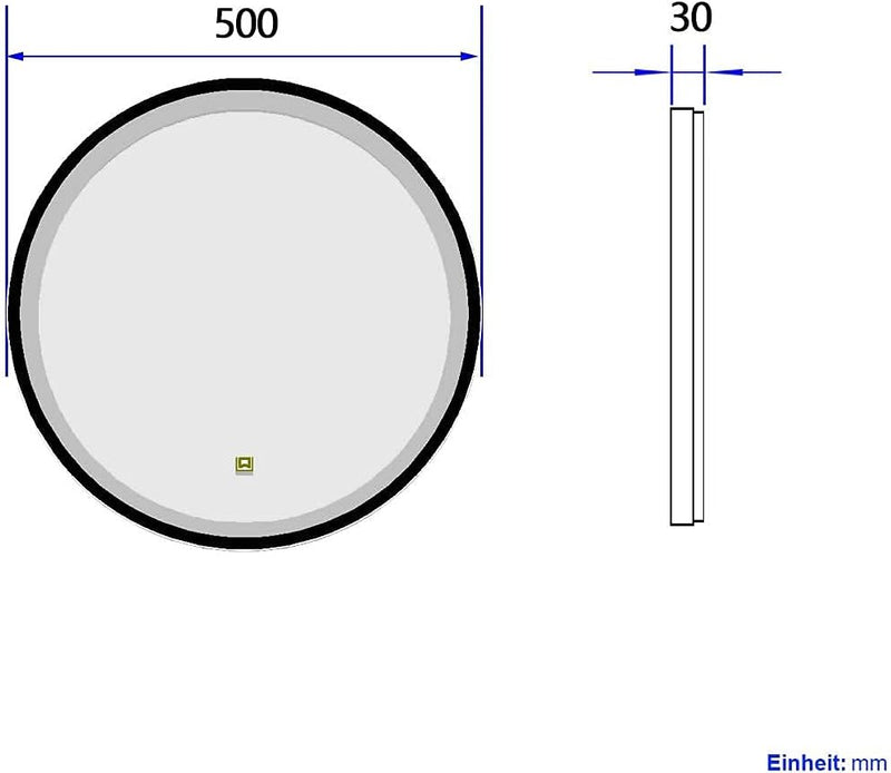 EMKE Badspiegel mit Beleuchtung 50cm Spiegel rund mit dimmbar Kaltweiss Licht, Speicherfunktion, Tou