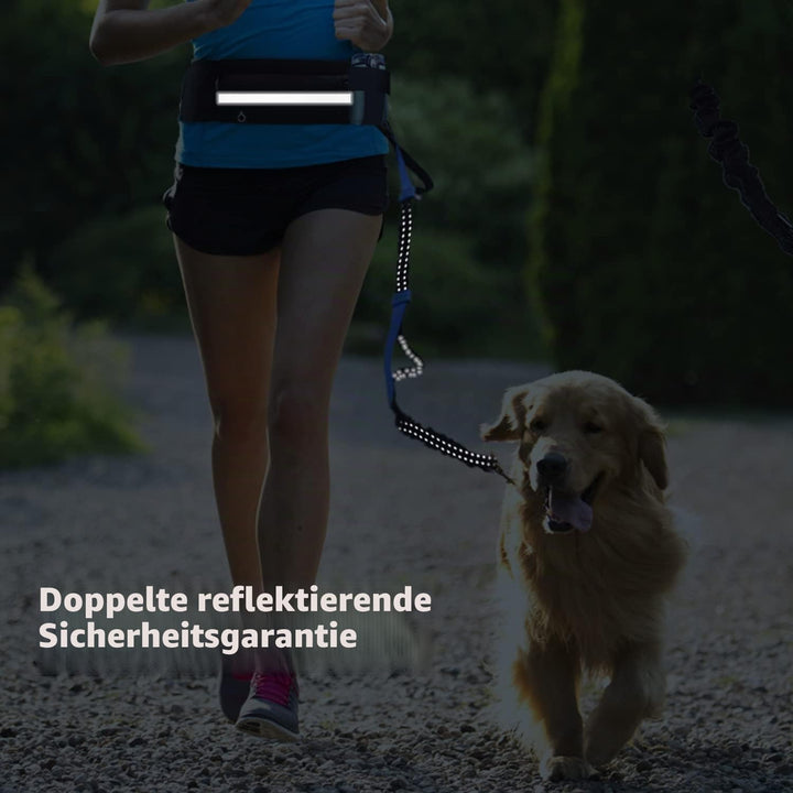 Nobleza Joggingleine für Hunde, freihändige Leine mit Gürteltasche, Handfreie Hundeleine für Laufen