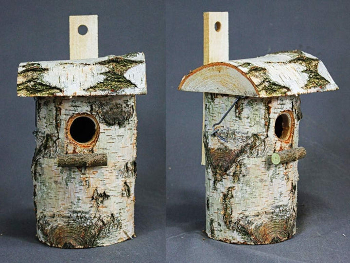 Nistkasten aus Birkenholz als natürlicher Brutkasten für kleine Vogelarten mit Einflugloch Ø 32 mm |