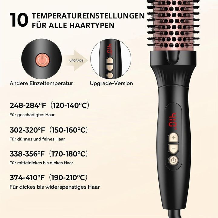 UKLISS Thermobürste Thermal Brush 38mm, Pro Ionische Thermo Rundbürste Lockenbürste mit LCD-Anzeige