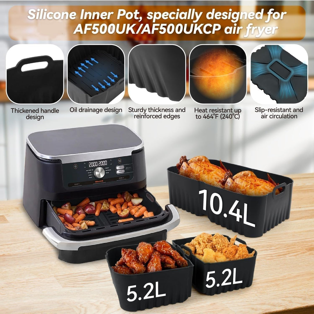 Silikonform Heissluftfritteuse für Ninja AF500EU Zubehör Foodi Flexdrawer 10.4 L Heissluftfritteuse