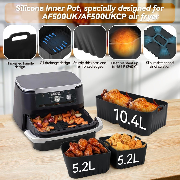 Silikonform Heissluftfritteuse für Ninja AF500EU Zubehör Foodi Flexdrawer 10.4 L Heissluftfritteuse