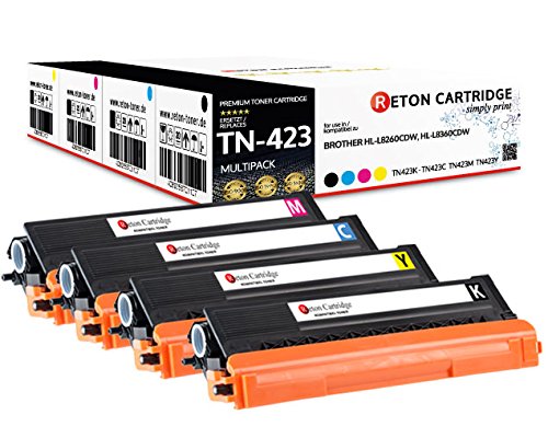 4 Original Reton Toner | 40% höhere Druckleistung | kompatibel zu TN-423 TN-421 für Brother DCP-L841