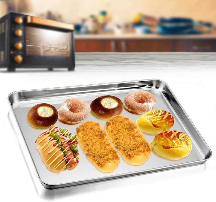Homikit Backblech, Edelstahl Ofenblech Kuchenblech 4er Set, Rechteckige Fettpfanne Backofen zum Back