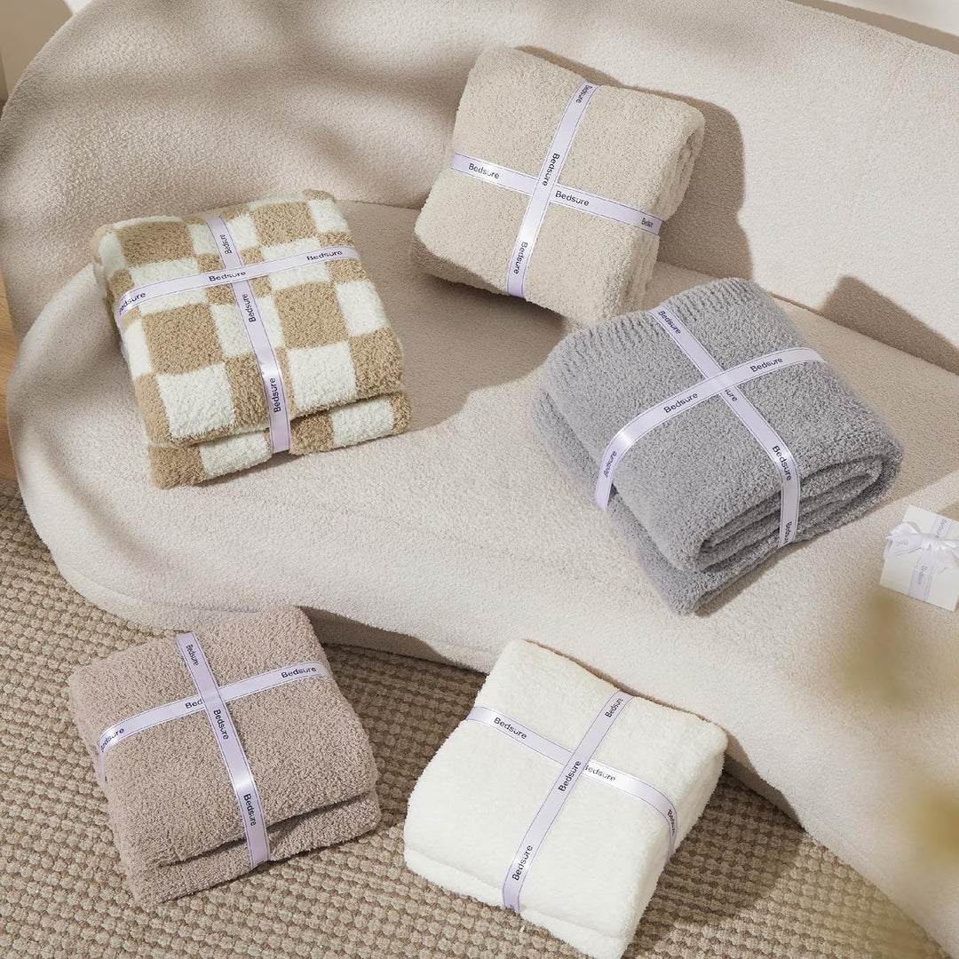 Bedsure Herbstgeschenke, karierte flauschige Überwurfdecke für Couch, superweiche, gemütliche und wa