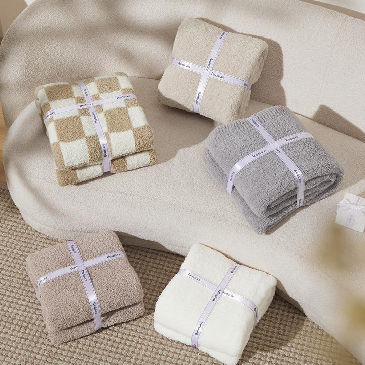 Bedsure Herbstgeschenke, karierte flauschige Überwurfdecke für Couch, superweiche, gemütliche und wa