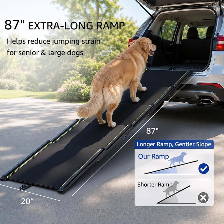 unipaws 220cm Extra Lange Teleskop Hunderampe für Auto, SUV &amp; LKW, 51cm Breite Tragbare Haustierramp