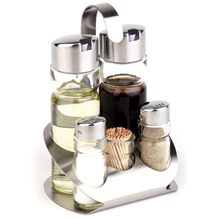 APS 40480 Menage "PRO", 13 x 11 cm, Höhe 19 cm, Set bestehend aus: Essig- und Öl-Flasche, Salz- und