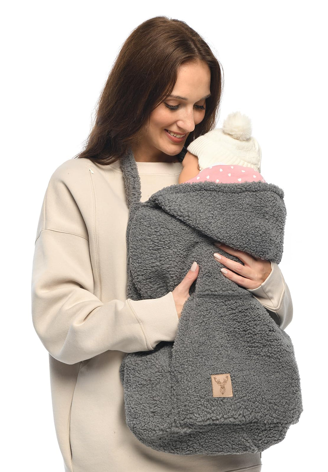 MijaCulture Tragecover M025 TEDDY – Universaler Bezug für Babytrage, Tragetuch &amp; Cape, Warmes Cover