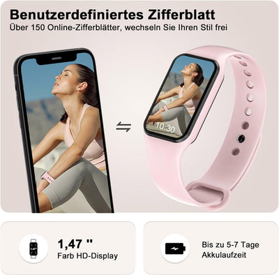 Blackview Smartwatch Damen Herren, Fitnessuhr 1,47 Zoll Farbdisplay, Fitness Tracker mit Schrittzähl