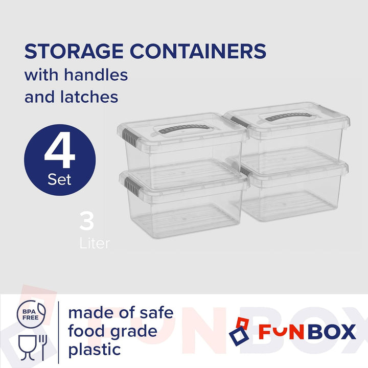 PROFUN Aufbewahrungsbox mit Deckel 3 L – Gross Plastikbox mit Deckel – Stapelboxen – Kisten & Boxen
