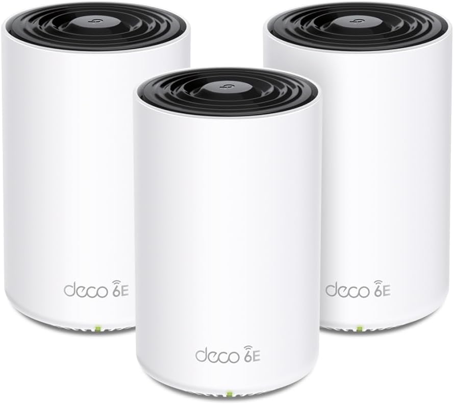 TP-Link Deco XE75 Pro Mesh WLAN Set (3 Pack), Wi-Fi 6E AXE5400 Tri-Band Router & Repeater, 1× 2.5G P