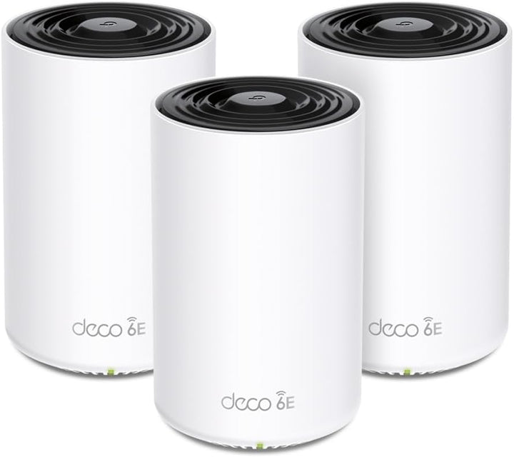 TP-Link Deco XE75 Pro Mesh WLAN Set (3 Pack), Wi-Fi 6E AXE5400 Tri-Band Router & Repeater, 1× 2.5G P