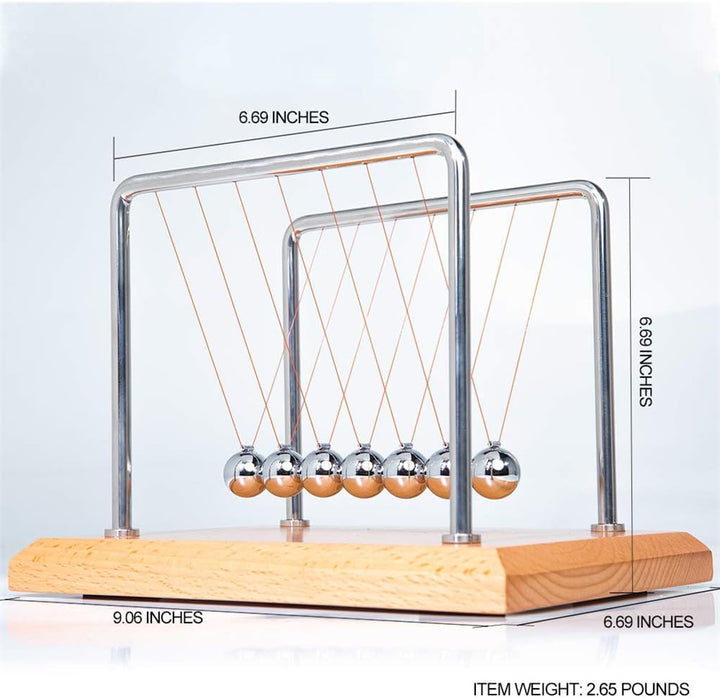 CERROPI Newton Cradle | Newton Pendel Hochwertig | Kugelstosspendel Unendlich mit 7 Kuglen | Klassic