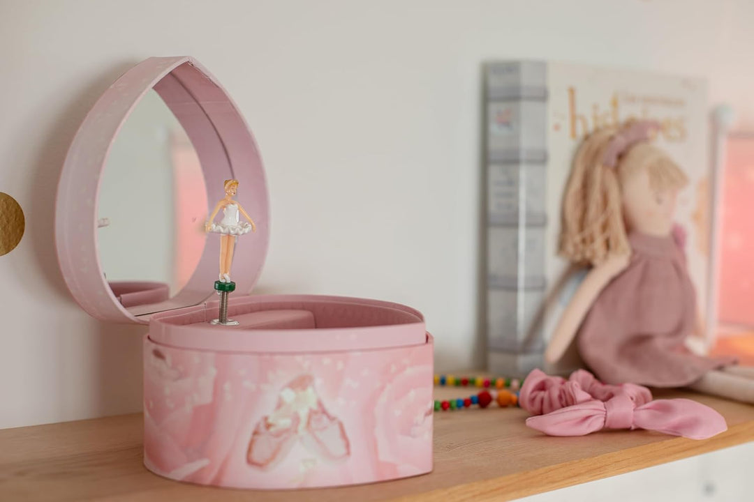 Trousselier 6230974 Musikspieluhr in Herz-Form, Ballerina, nachtleuchtend, Spieldose für Kinder