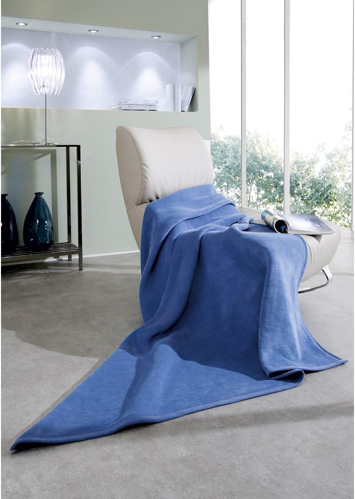 Biederlack Wohn- und Kuscheldecke, 100 % Baumwolle, Samtband-Einfassung, 150 x 200 cm, Gelb, Cotton