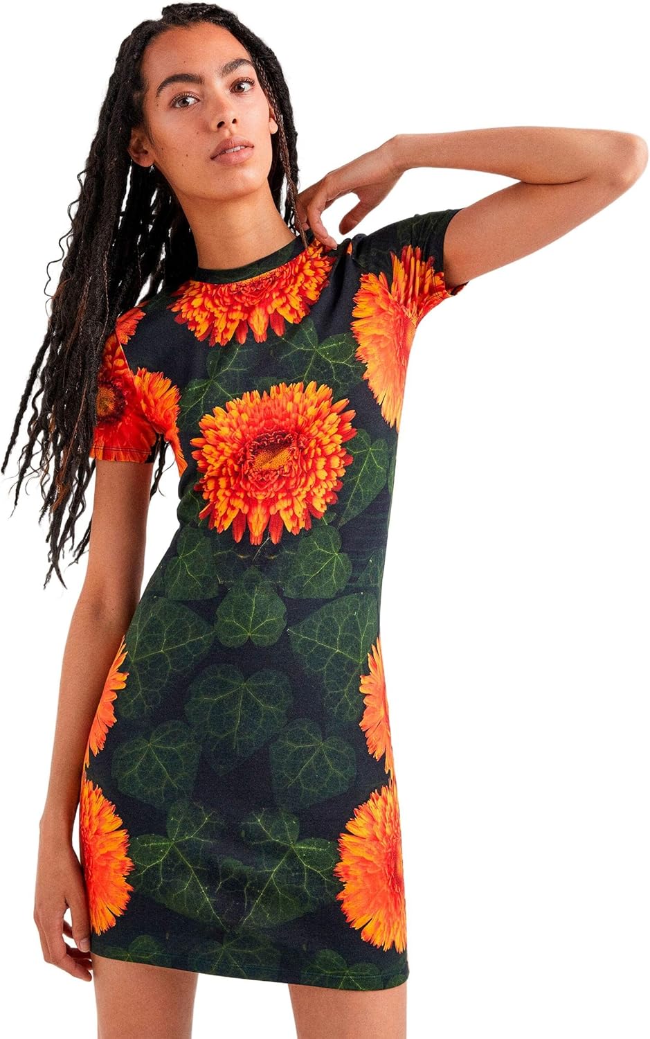 Desigual Damen Vest_alma L ssiges Kleid, Orange, XL EU