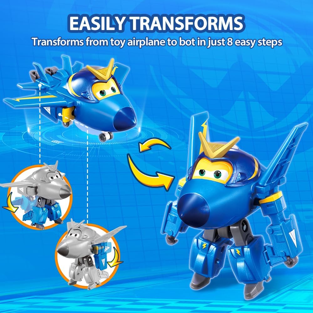 Super Wings Transforming Jerome & Pet, Transformer Roboterfiguren, Spielzeug für Jungen und Mädchen