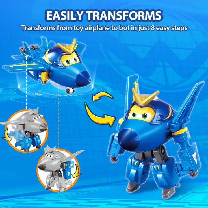 Super Wings Transforming Jerome & Pet, Transformer Roboterfiguren, Spielzeug für Jungen und Mädchen
