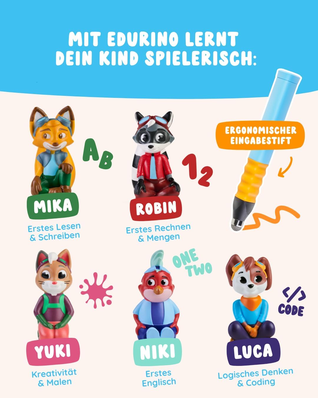 Edurino Gesamtpaket I 5 spannende Lernspiele I 4-8 Jahre I Lesen &amp; Schreiben, Zahlen, Erstes Englisc