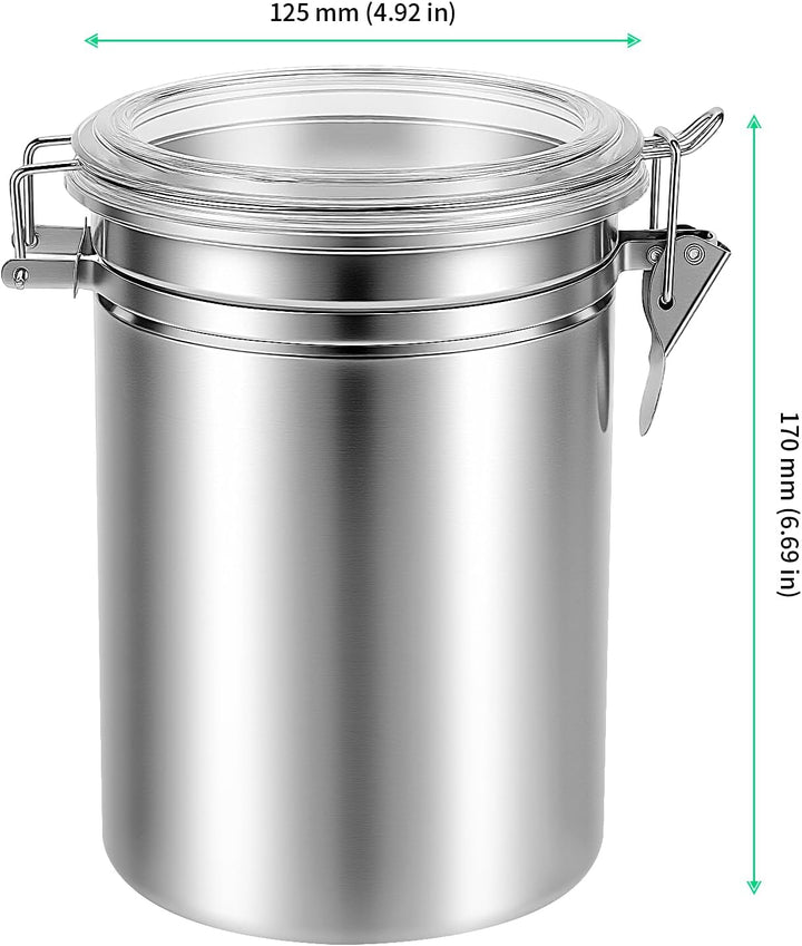 FUNSUEI 3er Set Kaffeedose Edelstahl 1800 ml, Kaffeebehälter Luftdicht mit Transparente Dekel, 12,5