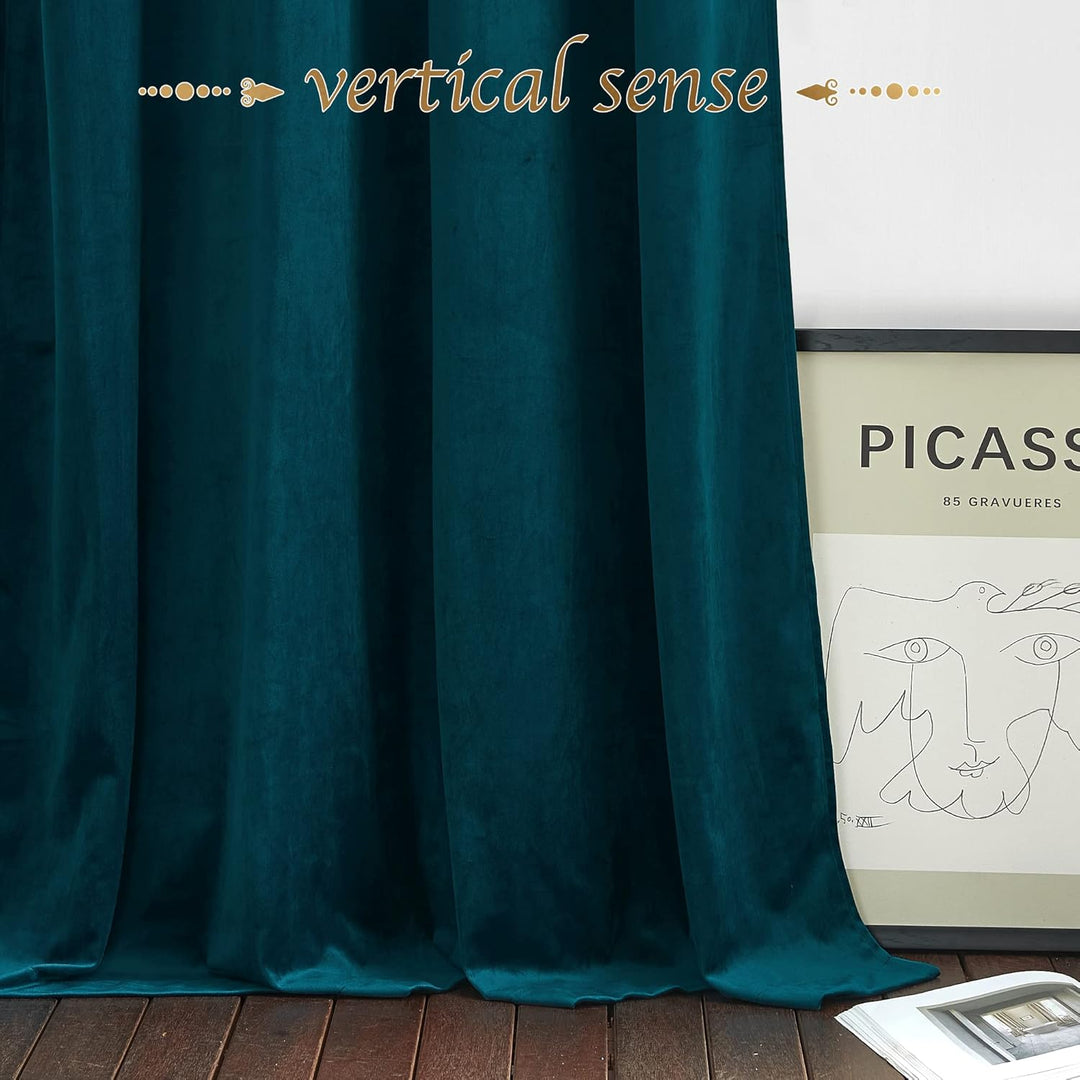 PONY DANCE Thermogardine Kälteschutz Samt Gardinen mit Kräuselband 2er Set H 220 x B 132 cm Samtvorh