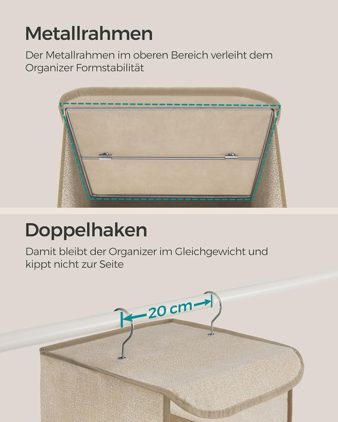 SONGMICS Hängeorganizer, Schrank-Organizer, Hängeregal, Hängeaufbewahrung, faltbar und platzsparend,
