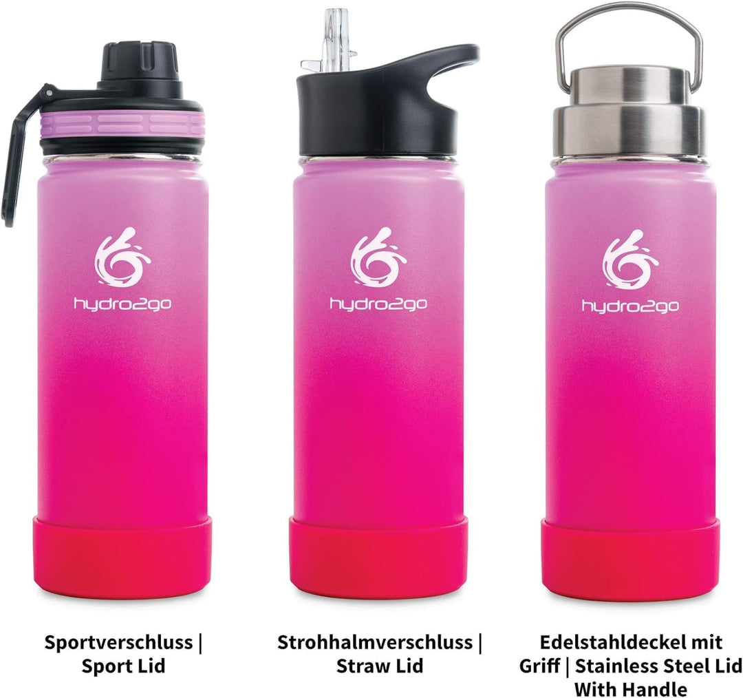 hydro2go Edelstahl Trinkflasche – BPA-freie Isolierflasche für Kinder, Schule, Sport & Outdoor – Häl