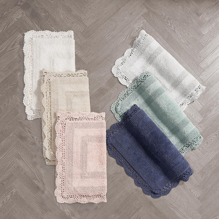 Laura Ashley Crochet Cotton 24x40 Bath Rug, Blush Blush 61 x 102 cm (Rechteckig), Blush 61 x 102 cm