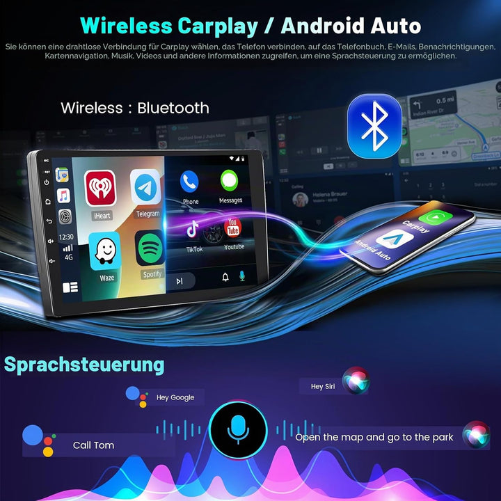 Hikity 4+64GB Android 15 Autoradio für Toyota Corolla Verso AR10 2004-2009 Mit Wireless Carplay Andr