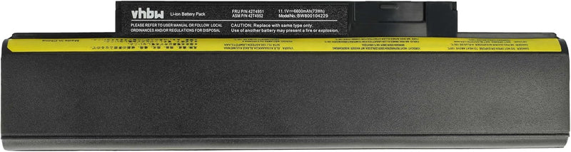 vhbw Li-Ion Akku 6600mAh (11.1V) schwarz kompatibel mit Notebook Laptop Lenovo ThinkPad E120, X121e,