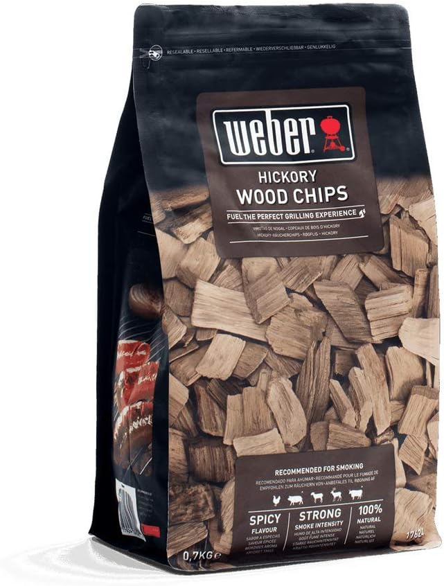 Weber 6469 Original Rib and Roast Holder & 17624 Räucherchips Hickory 700g, Räuchern, Aroma, Grillen
