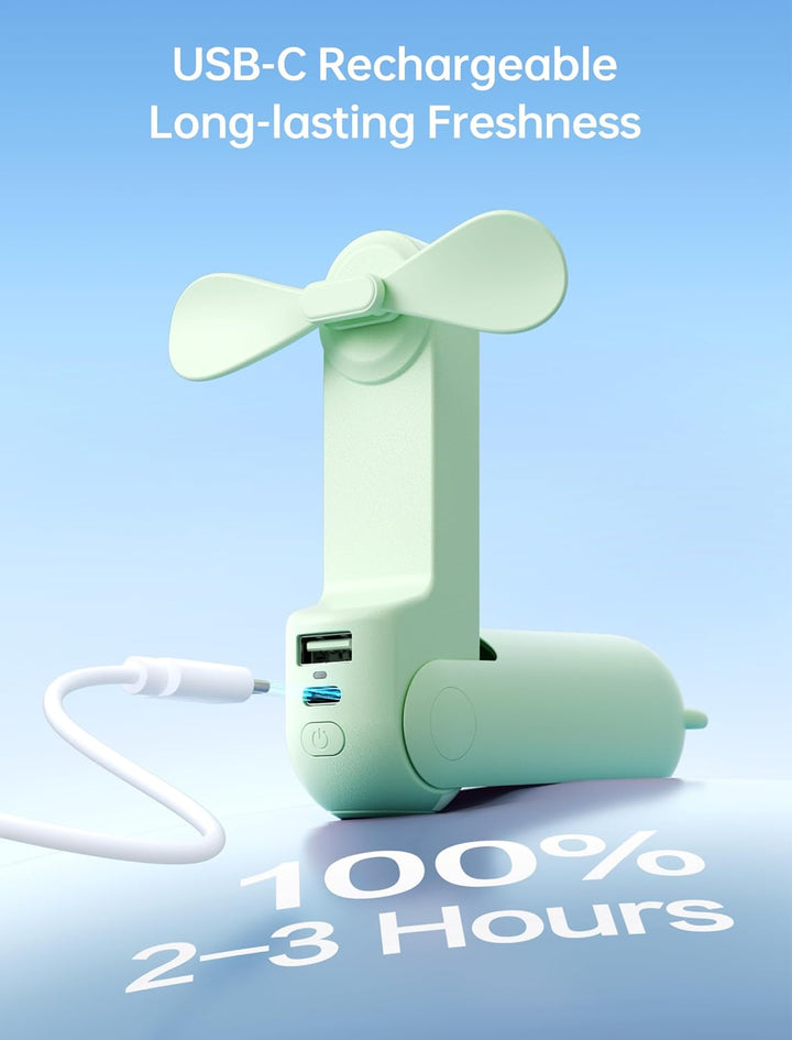 JISULIFE Mini Handventilator, 3-in-1 Handventilator, wiederaufladbarer USB [12–19 Betriebsstunden] m