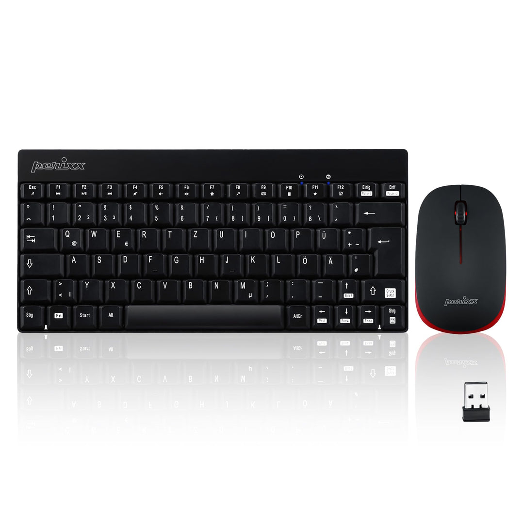 Perixx PERIDUO-712, Kabelloses Mini Tastatur und Maus Set - Minigrösse - mit Nano Receiver - 2.4Gh -