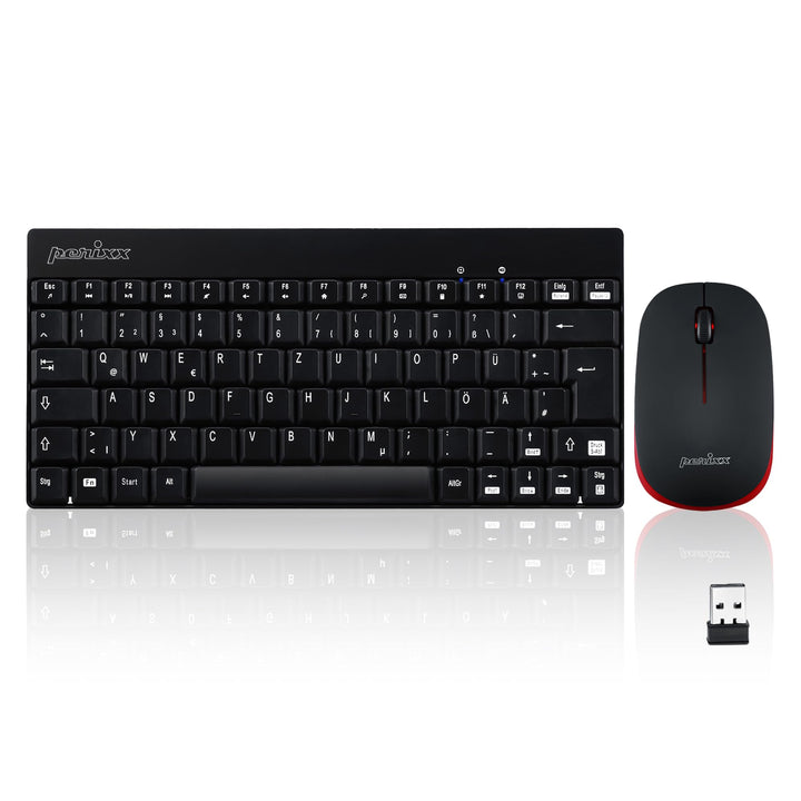 Perixx PERIDUO-712, Kabelloses Mini Tastatur und Maus Set - Minigrösse - mit Nano Receiver - 2.4Gh -