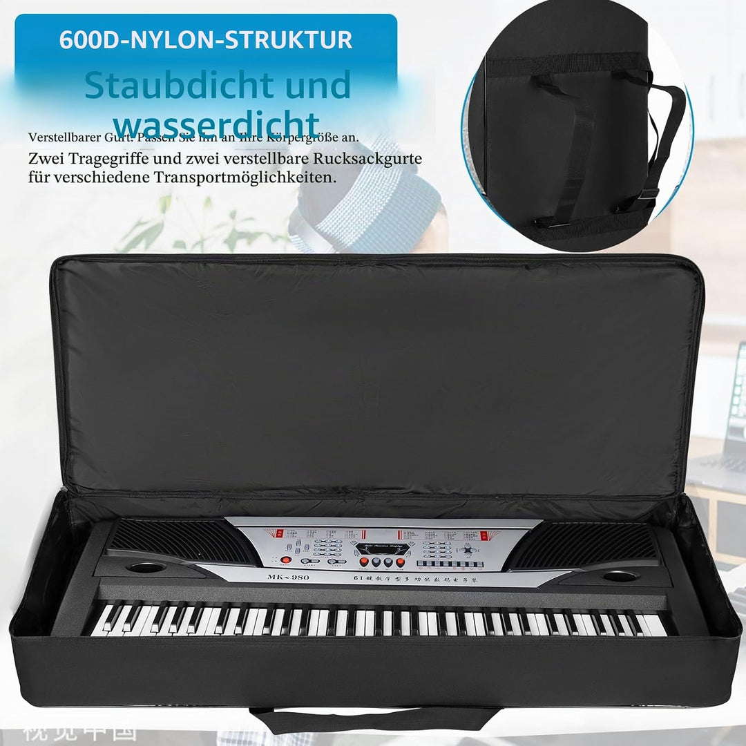 AKOZLIN Tragbare gepolsterte Tastaturhülle mit 76 Tasten, Masse: 116,8 x 13,5 x 45,7 cm, Gigbag für