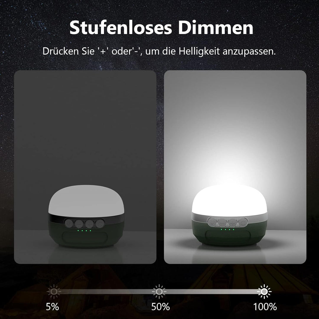 LED Campinglampe 8400mAh akku, RGB Farbwechsel Camping Laterne mit USB C Aufladbar, 5 Lichtmodi, Stu