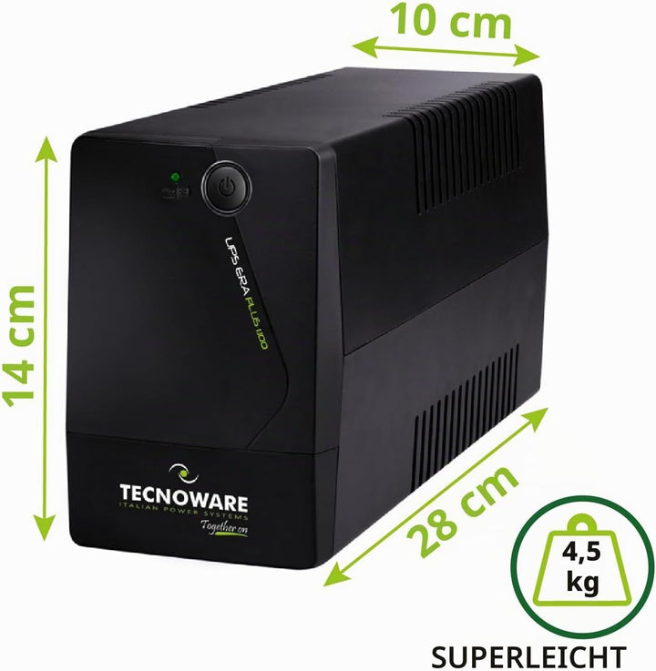 Tecnoware USV ERA PLUS 1100 Unterbrechungsfreie Stromversorgung - 2 Schuko-Ausgänge - Autonomie bis