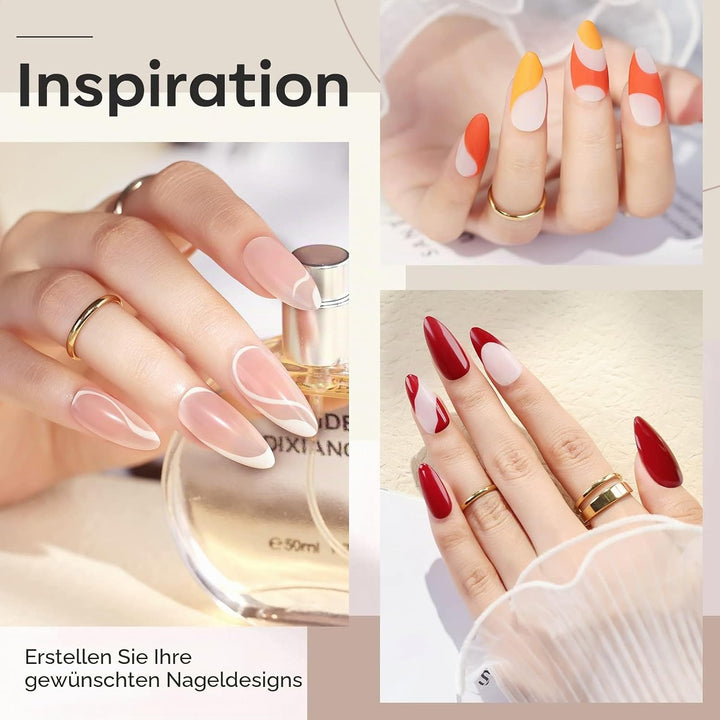 modelones Nail Tips and Glue Gel Kit 500pcs Nageltips Gel Nail X Extension Set Kleber Gel Nail Kit,